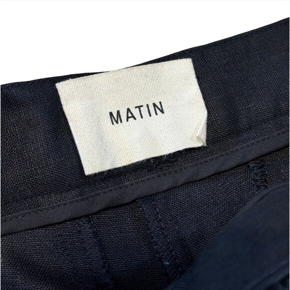 MATIN Herringbone Black Wide Leg Linen Pleat Trouser Pant $689 EUC Sz - Picture 3 of 4